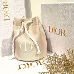 New Authentic Dior Luxurious Cream pouch CD embroider logo